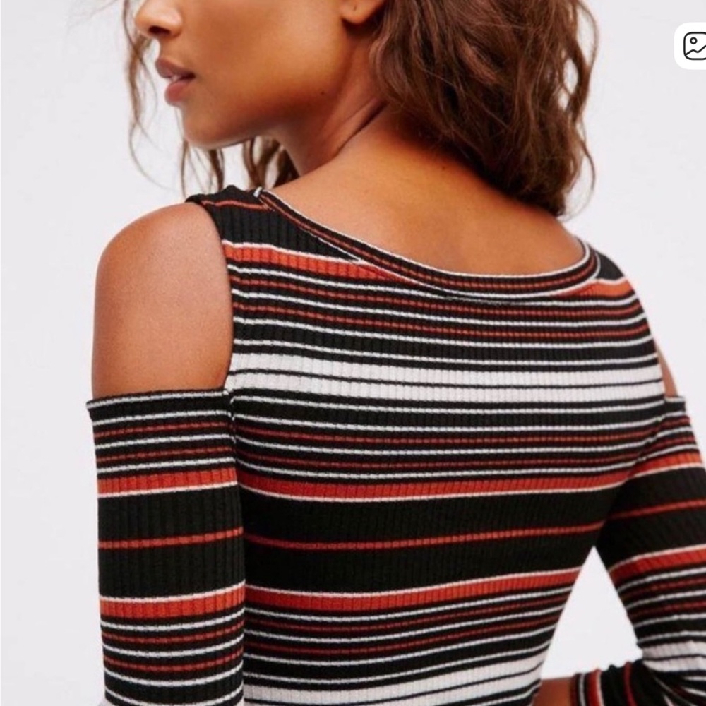 Free People Rory Striped Cold Shoulder Top Size Small